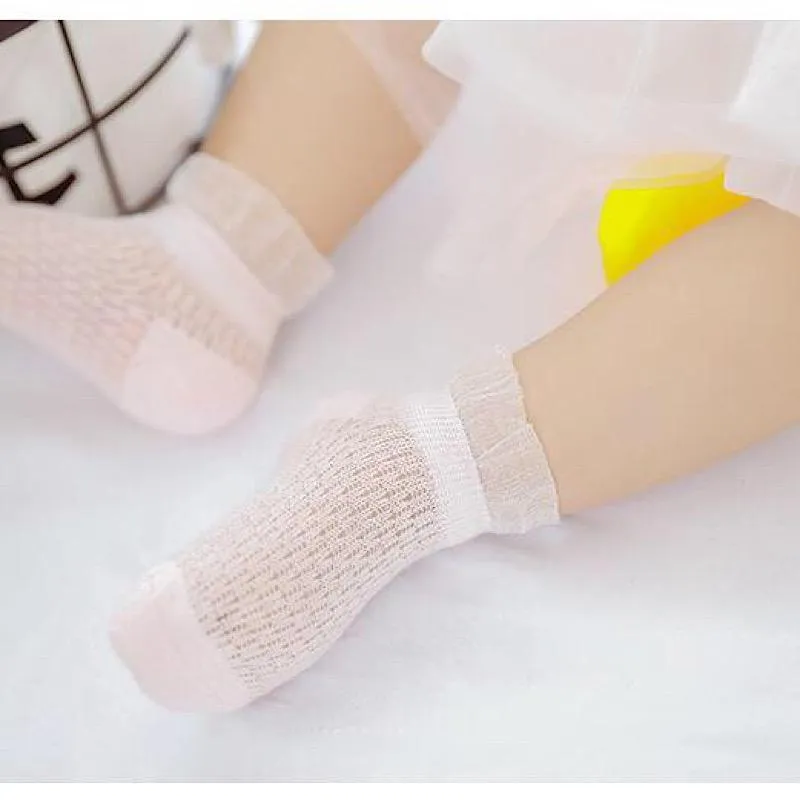 2 Pairs Of Summer Mesh Ultra-thin Ice Silk Hollow Baby Socks Children's Clothing