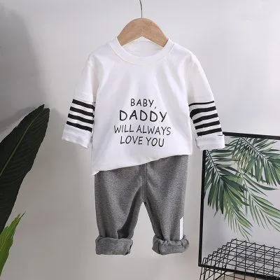 2-piece Letter Pattern T-shirt & Pants for Toddler Boy Children's Clothing