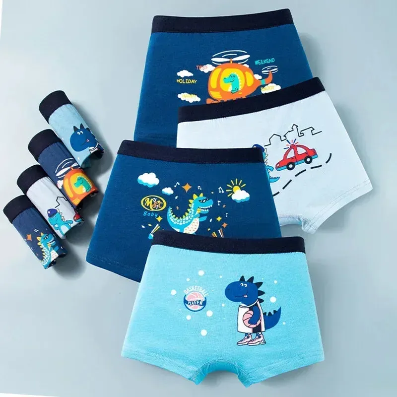 2pcs Children's Underwear Boy Panties Underpants Engineering Vehicle Cars Fire Engine Comfortable Shorts Briefs Boxers For Kids