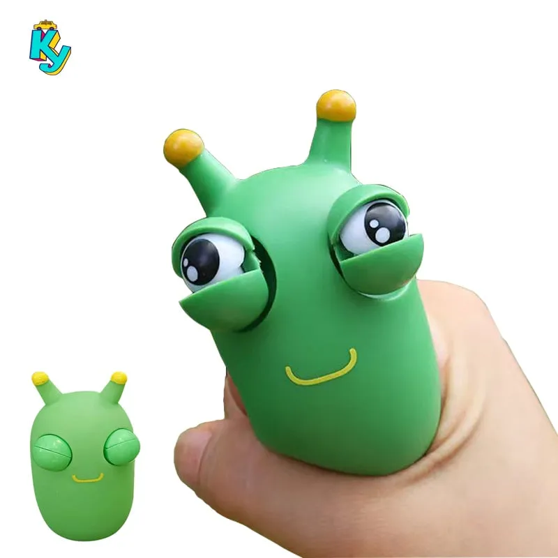 2pcs Funny Eyeball Popping Squeeze Toy Grass Worm Pinch Squishy Fidget Toy Antistress Eye Bouncing For Kids Adult Stress Relief