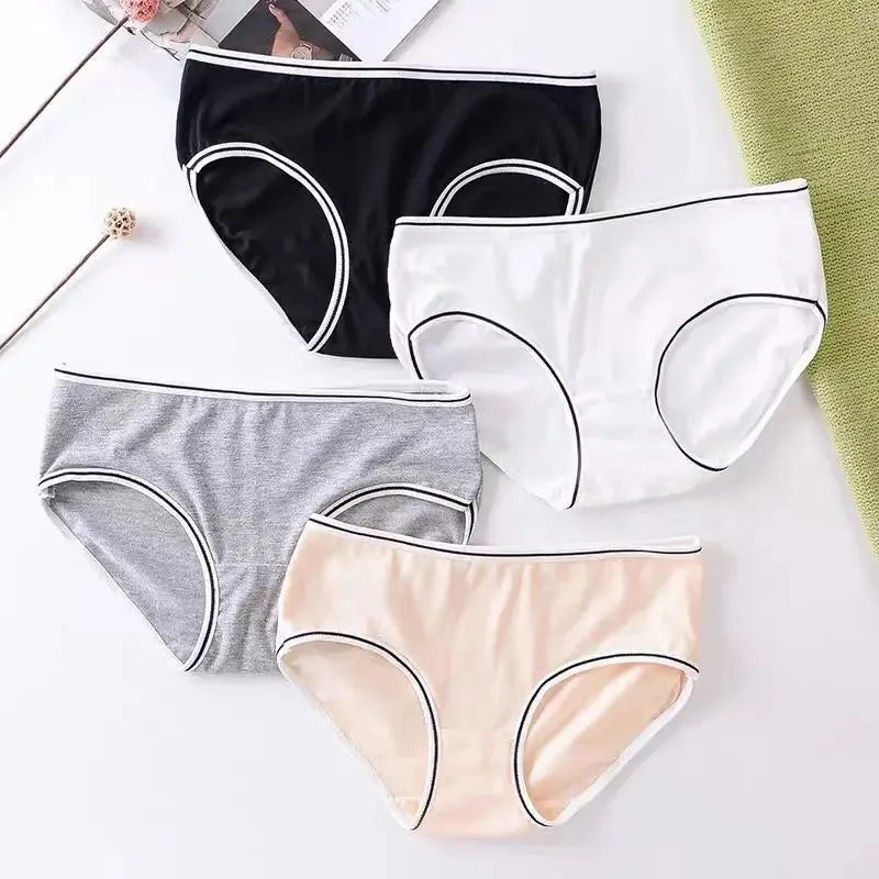 4Pcs Children's Panties 8-14Years Old Teenage Cotton Underwear Sport Puberty Big Girl's Student Briefs