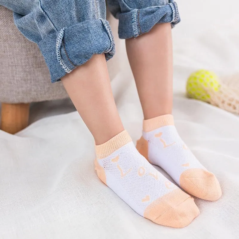 5-piece Cartoon Design Mesh Socks