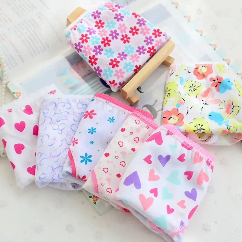 6PCS/Lot Kids Underwear Baby Girls Panties Cotton Floral Print Toddlers Shorts Briefs Cute Kid Panties Children's Underpants