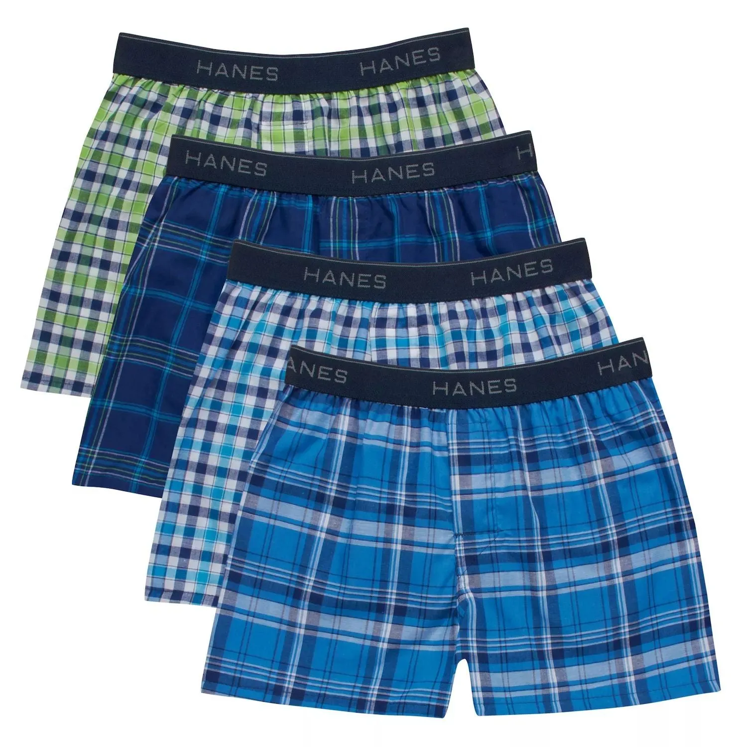 Boys 6-20 Hanes Ultimate Woven Boxer Briefs 4 Pack with Hanes Comfort Flex Waistband