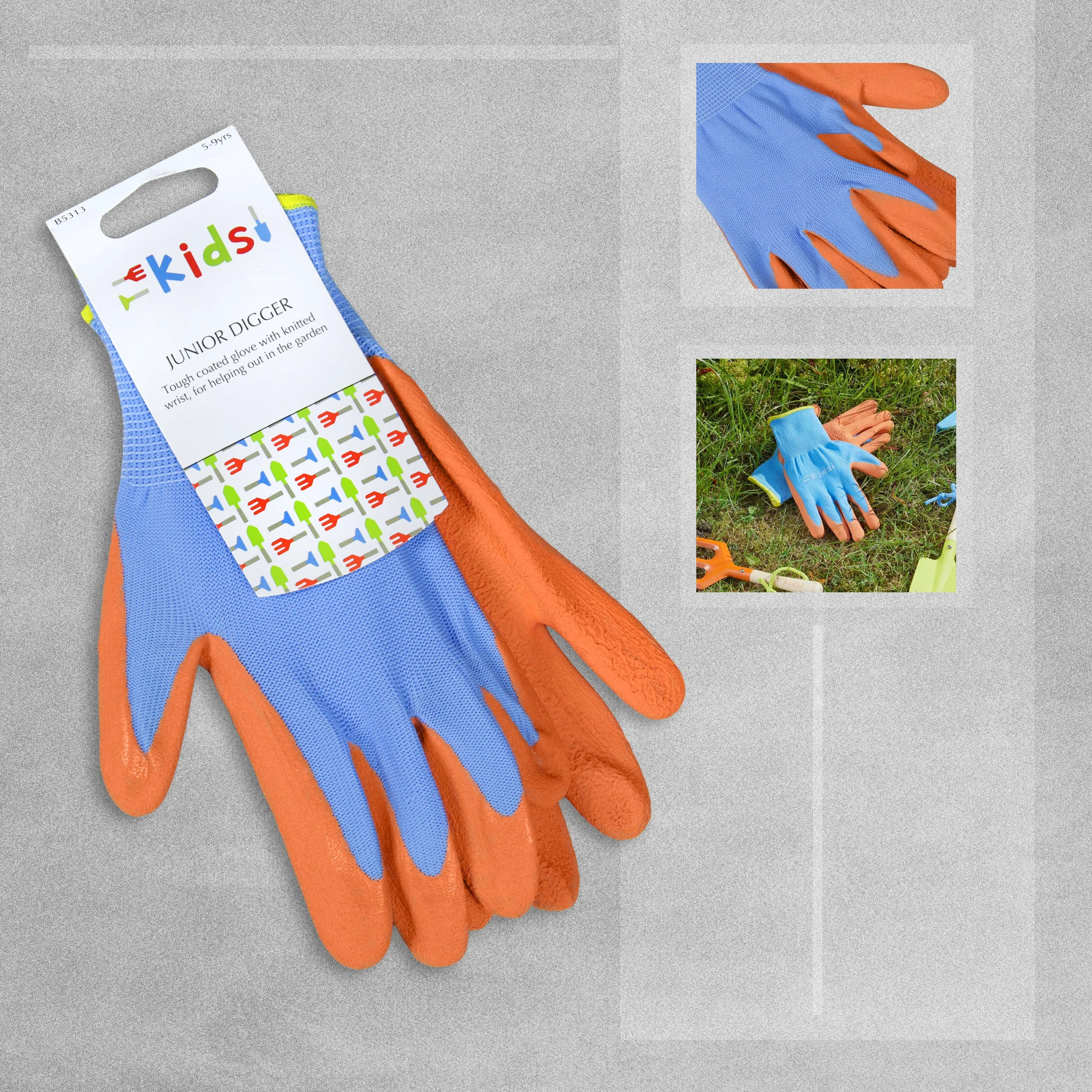 Briers Kids Junior Digger Orange and Blue Gardening Gloves