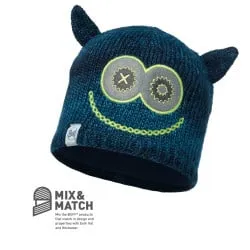 Buff Monster Merry Dark Navy/Navy Jnr Knitted & Polar Hat