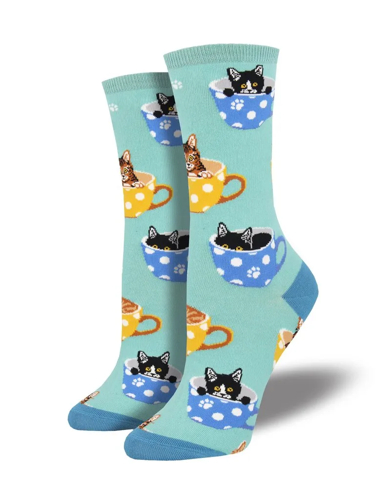 Cat-Feinated Sky Blue Women's Socks