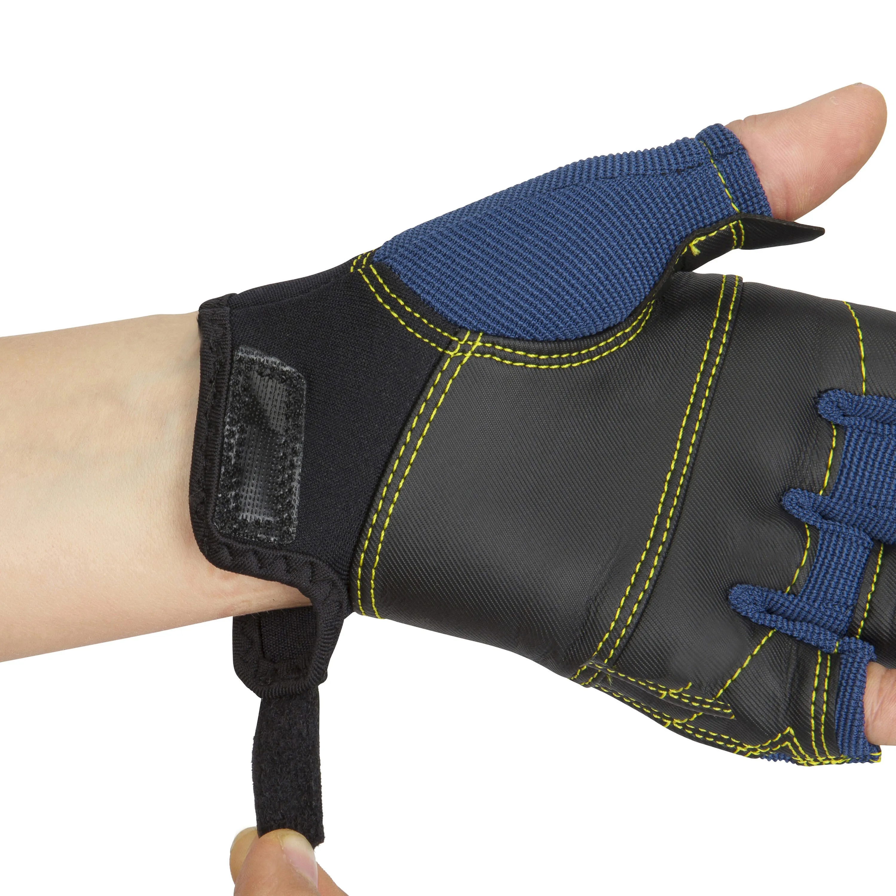 Children's half-hand sailing gloves Tribord 500, dark blue/black