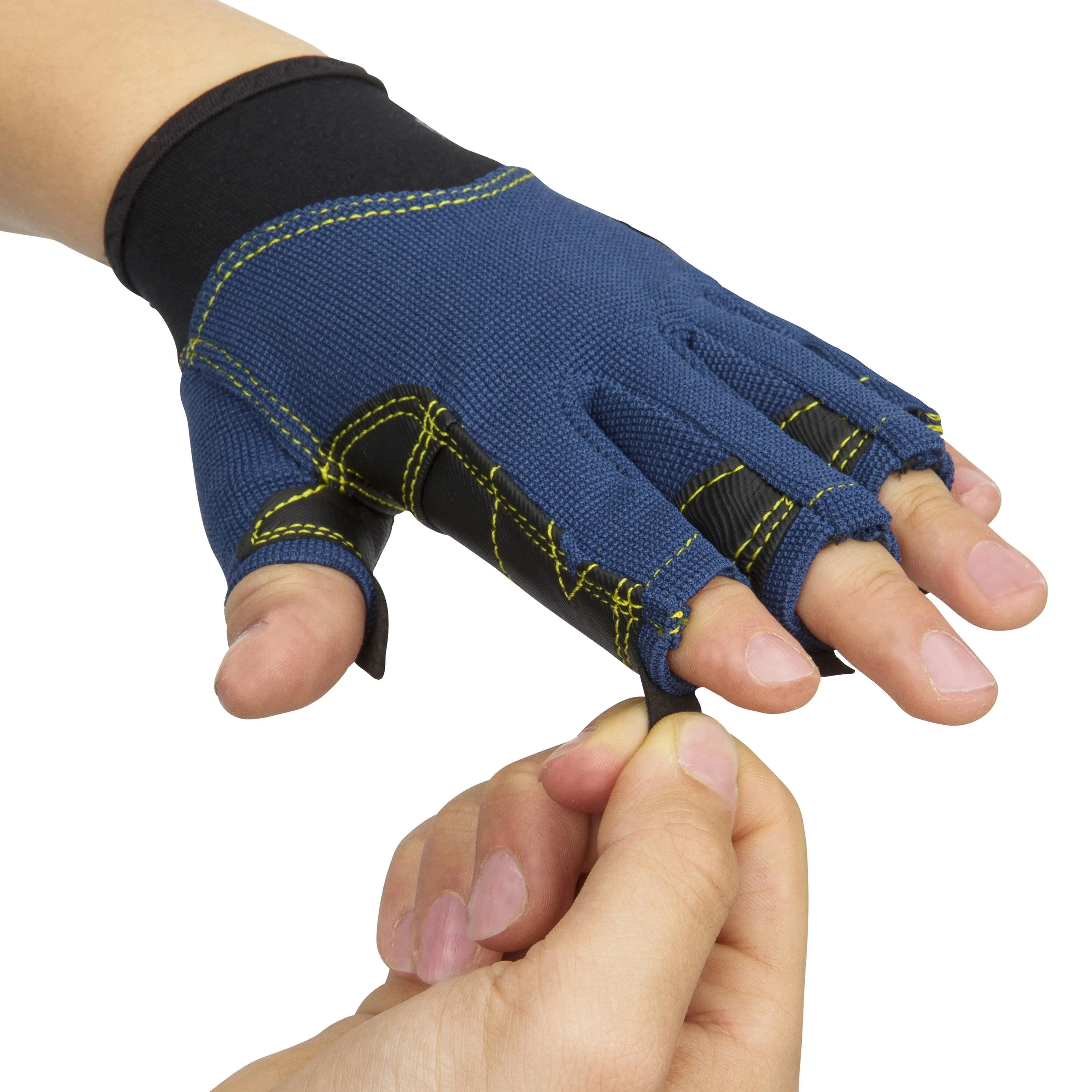 Children's half-hand sailing gloves Tribord 500, dark blue/black