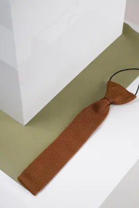 Children's Knitted Tie In Rust