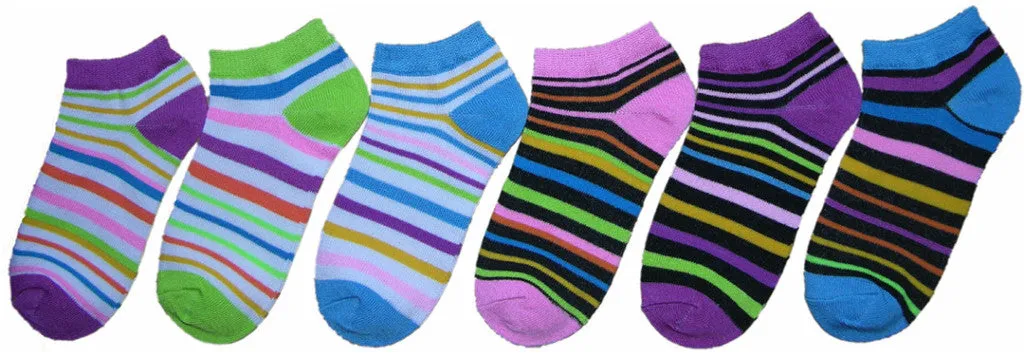 children's no show socks - striped patterns - size 4-6 Case of 360