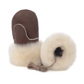 Children's Sheepskin Suede Mittens - Cappuccino