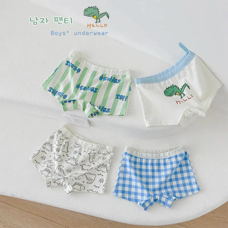 Children's Underwear Baby Panties Boys Cotton Briefs Cartoon Pattern Four Seasons Shorts Soft Ventilate Boxers Fit 2-11Y