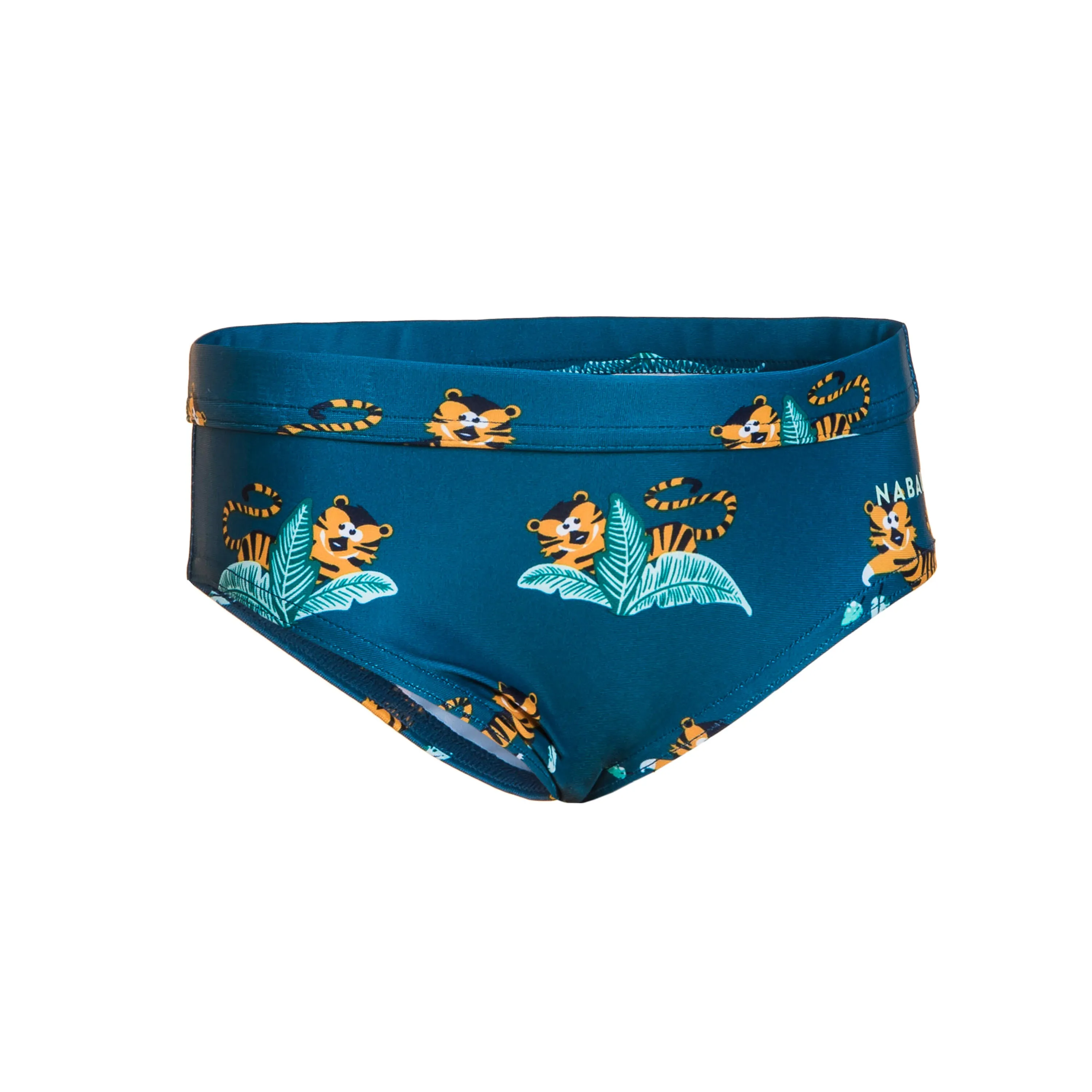 Children's/children's swimming trunks with print tiger blue NABAIJI Berlin blue/pastel mint gray