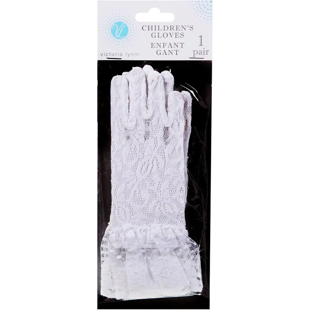 Childs Gloves White Lace