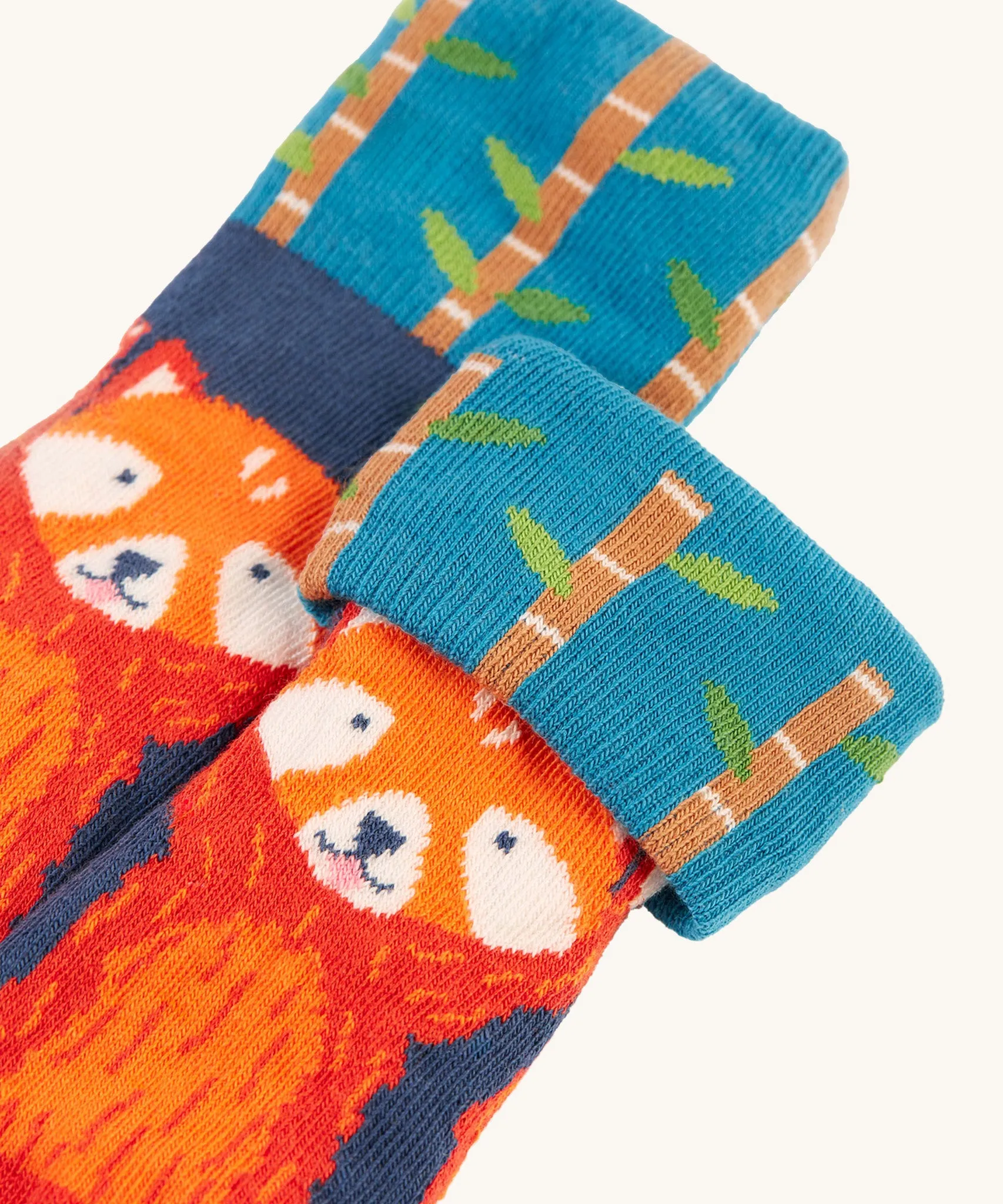 Frugi Fun Fold Over Socks - Red Panda 2 Pack