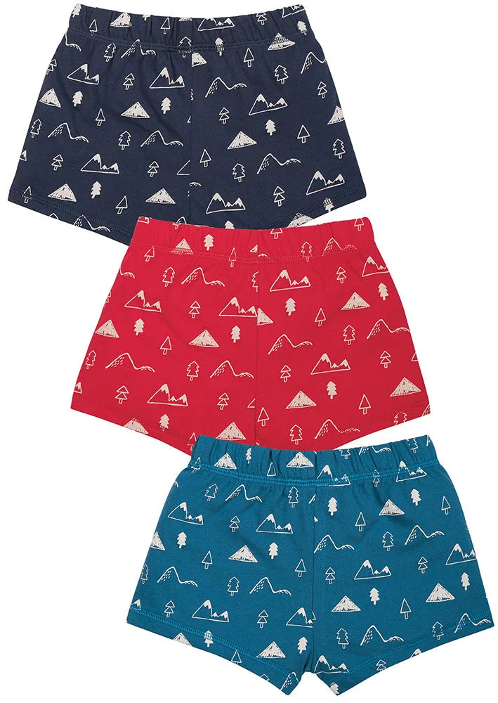 Frugi Mountain Multi Sean Printed Boxer Shorts 3 Pack