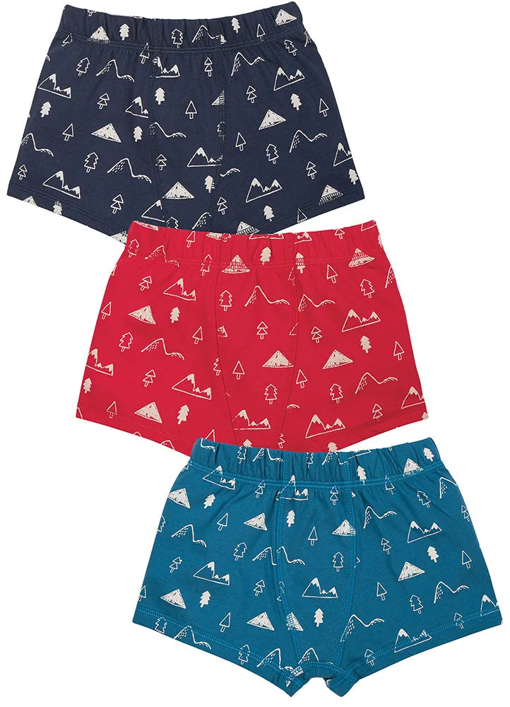 Frugi Mountain Multi Sean Printed Boxer Shorts 3 Pack