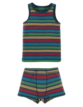 Frugi Tobermory Rainbow Stripe Vest and Boxer Pack