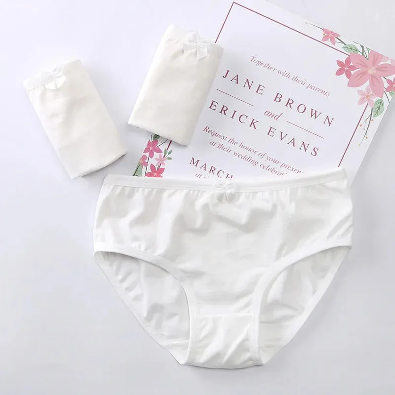 Girls Panties Kids Cotton Underwear Children's Briefs Short Solid White Color 3Pcs/lot