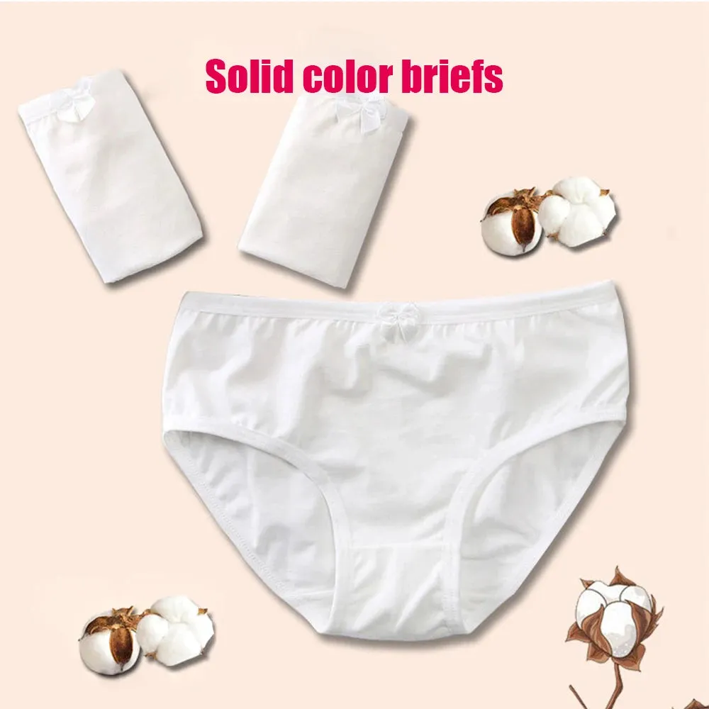 Girls Panties Kids Cotton Underwear Children's Briefs Short Solid White Color 3Pcs/lot