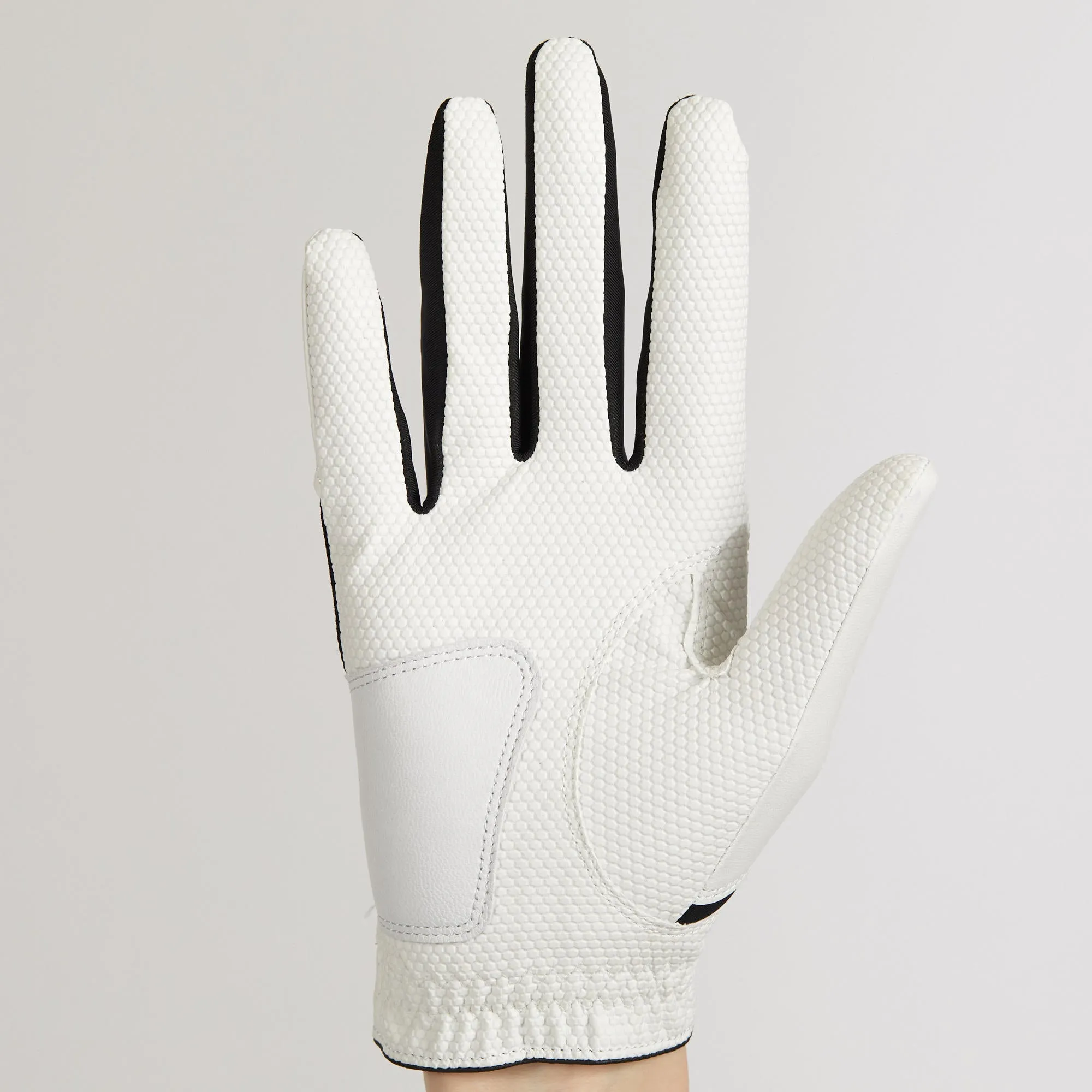 Golf glove children's left hand white INESIS, white black