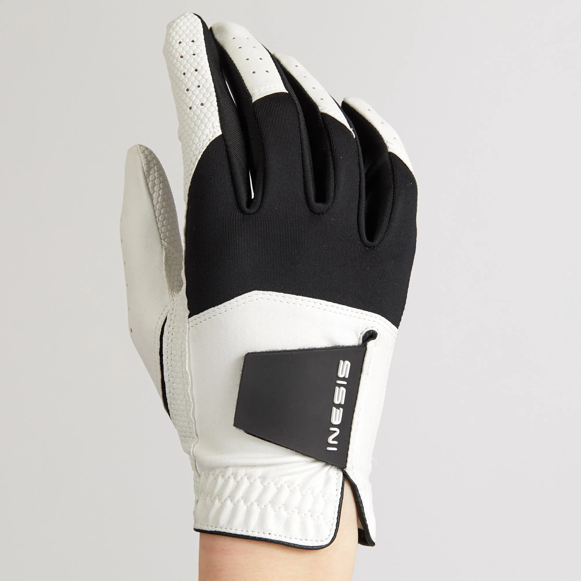 Golf glove children's left hand white INESIS, white black