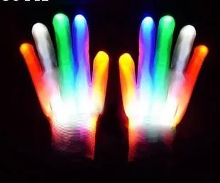 Jinquedai  LED Gloves Neon Guantes Glowing Halloween Party Light Props Luminous Flashing Skull Gloves Stage Costume Christmas Supplies