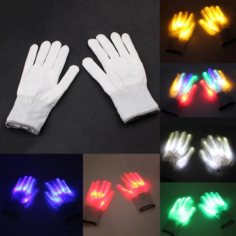 Jinquedai  LED Gloves Neon Guantes Glowing Halloween Party Light Props Luminous Flashing Skull Gloves Stage Costume Christmas Supplies