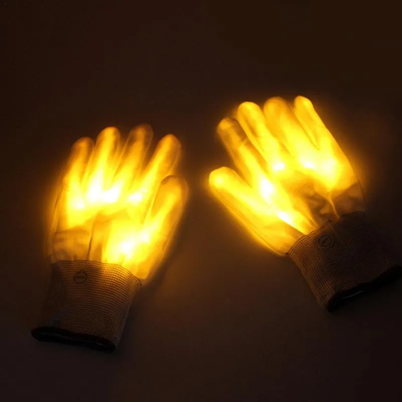 Jinquedai  LED Gloves Neon Guantes Glowing Halloween Party Light Props Luminous Flashing Skull Gloves Stage Costume Christmas Supplies