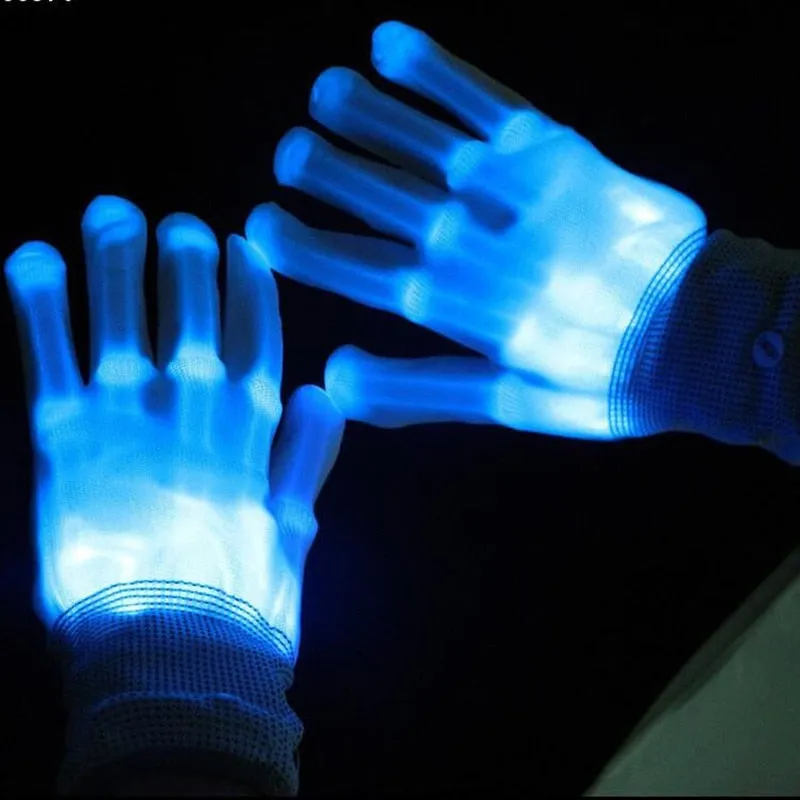 Jinquedai  LED Gloves Neon Guantes Glowing Halloween Party Light Props Luminous Flashing Skull Gloves Stage Costume Christmas Supplies