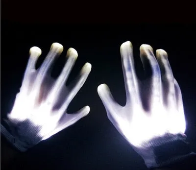 Jinquedai  LED Gloves Neon Guantes Glowing Halloween Party Light Props Luminous Flashing Skull Gloves Stage Costume Christmas Supplies