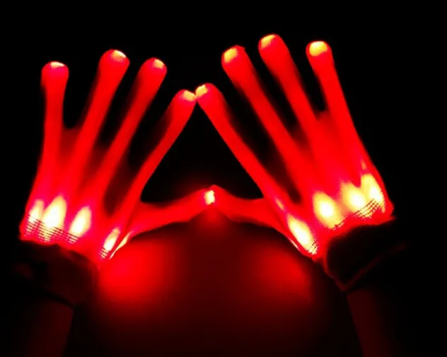 Jinquedai  LED Gloves Neon Guantes Glowing Halloween Party Light Props Luminous Flashing Skull Gloves Stage Costume Christmas Supplies