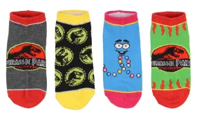 Jurassic Park Socks Kids T-Rex Dinosaur World Ankle No Show Socks - 4 Pack