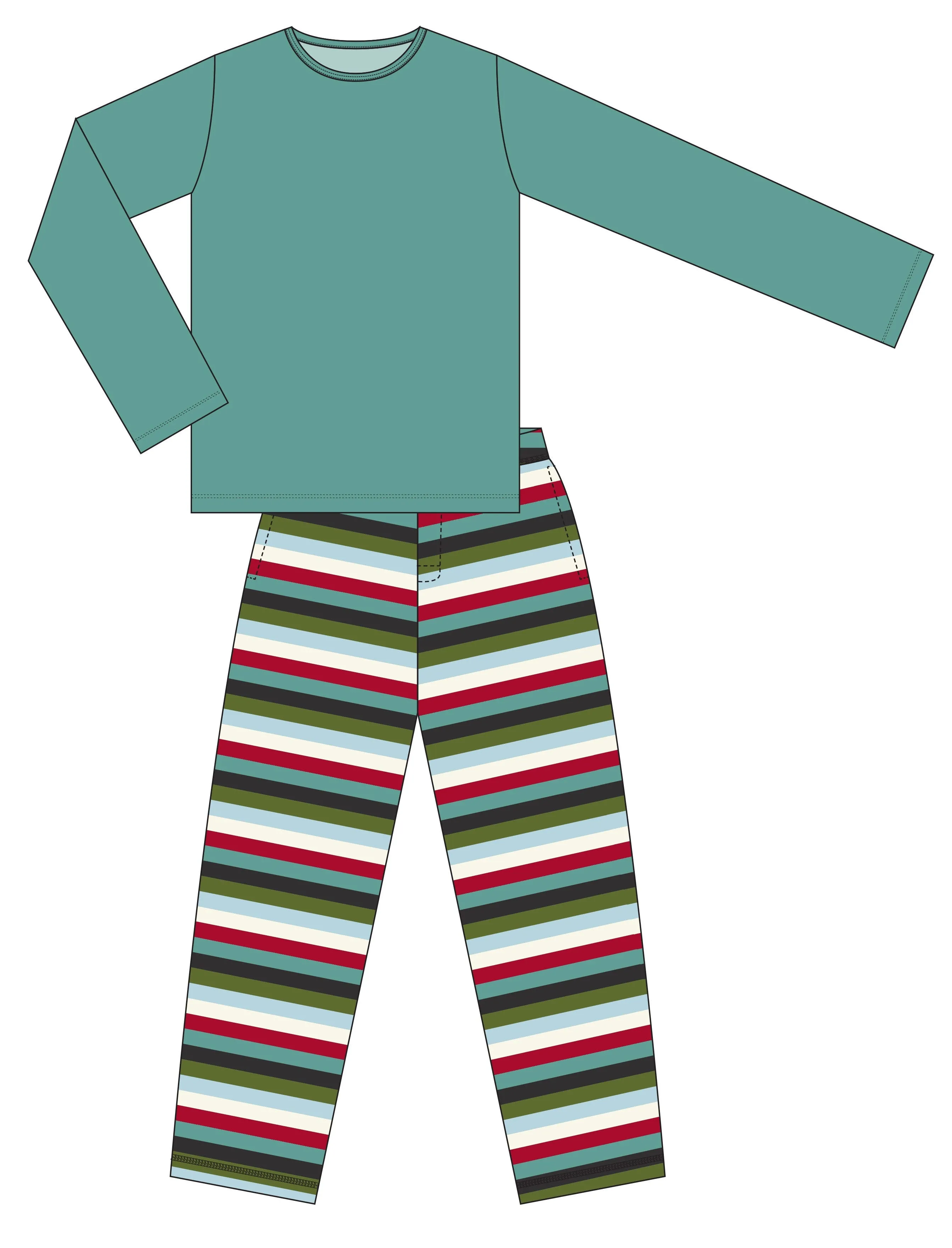 KicKee Pants Christmas Multi Stripe Men's L/S Pajama Set