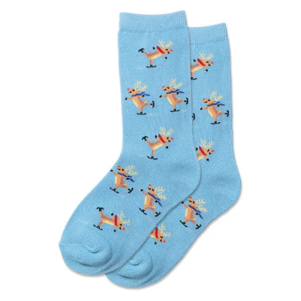 Kid's Skating Reindeers Crew Socks