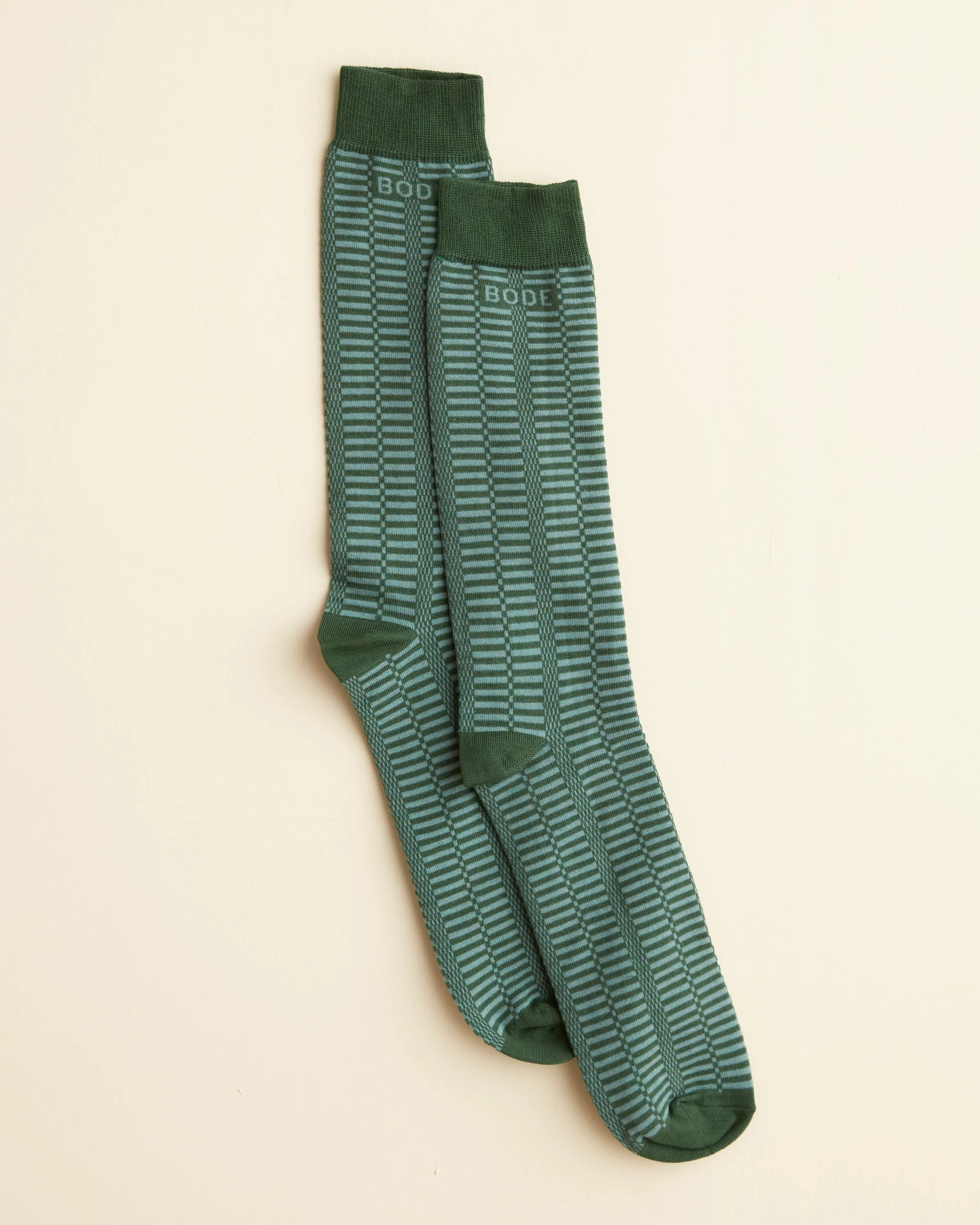 Micro Check Socks - Green