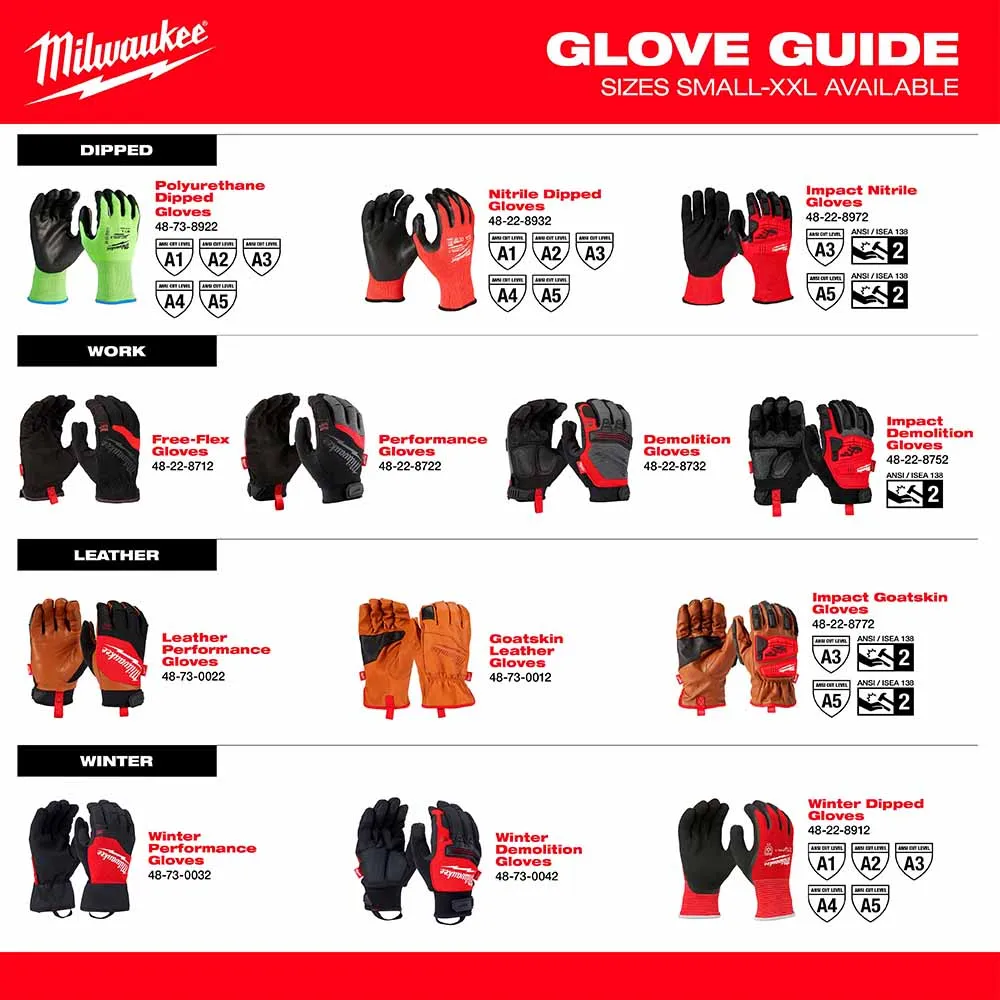 Milwaukee 48-73-8743B High Dexterity A4 Polyurethane Dipped Gloves - Extra Large