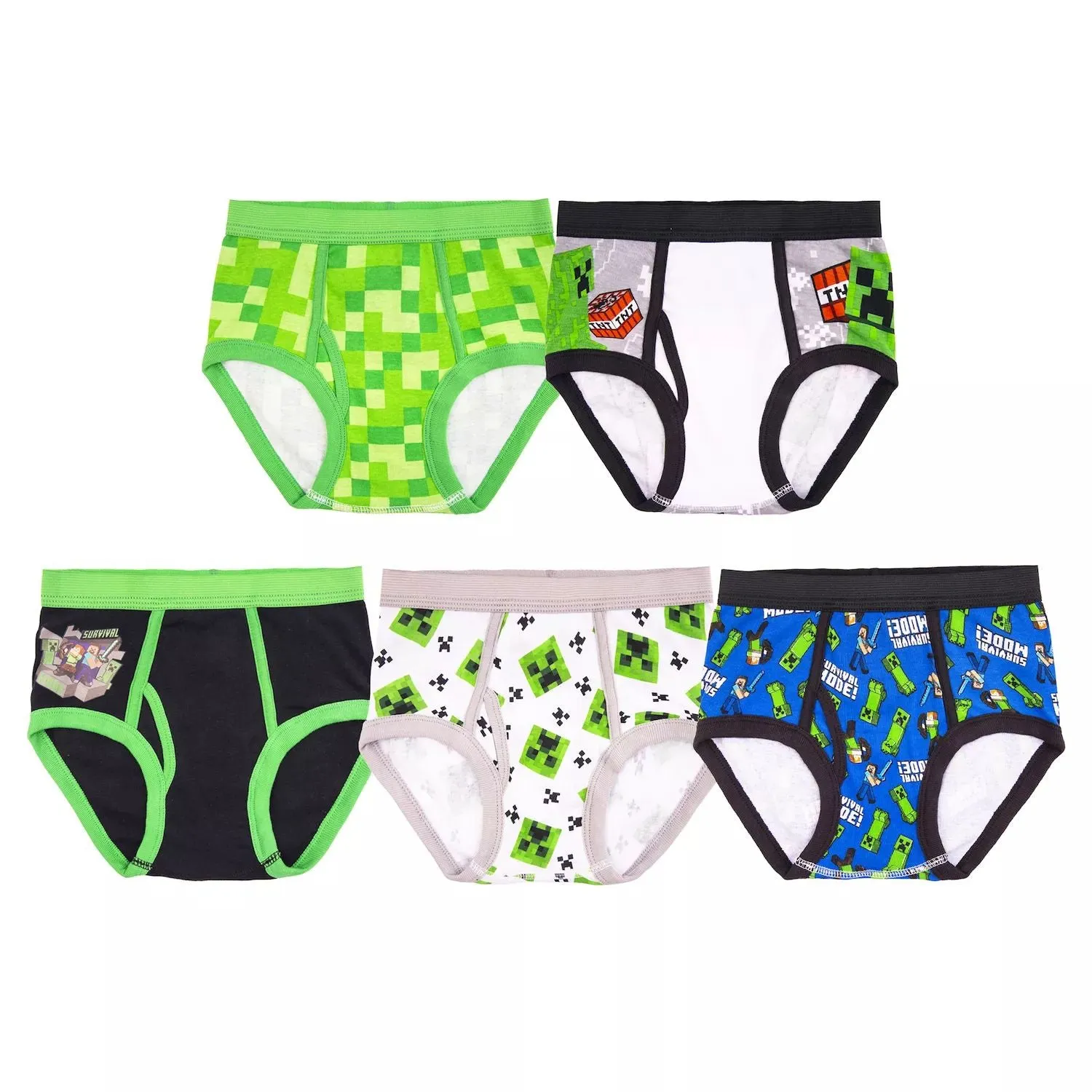 Minecraft Briefs Pack of 5 for Boys 4-8 Years Old Licensed Character