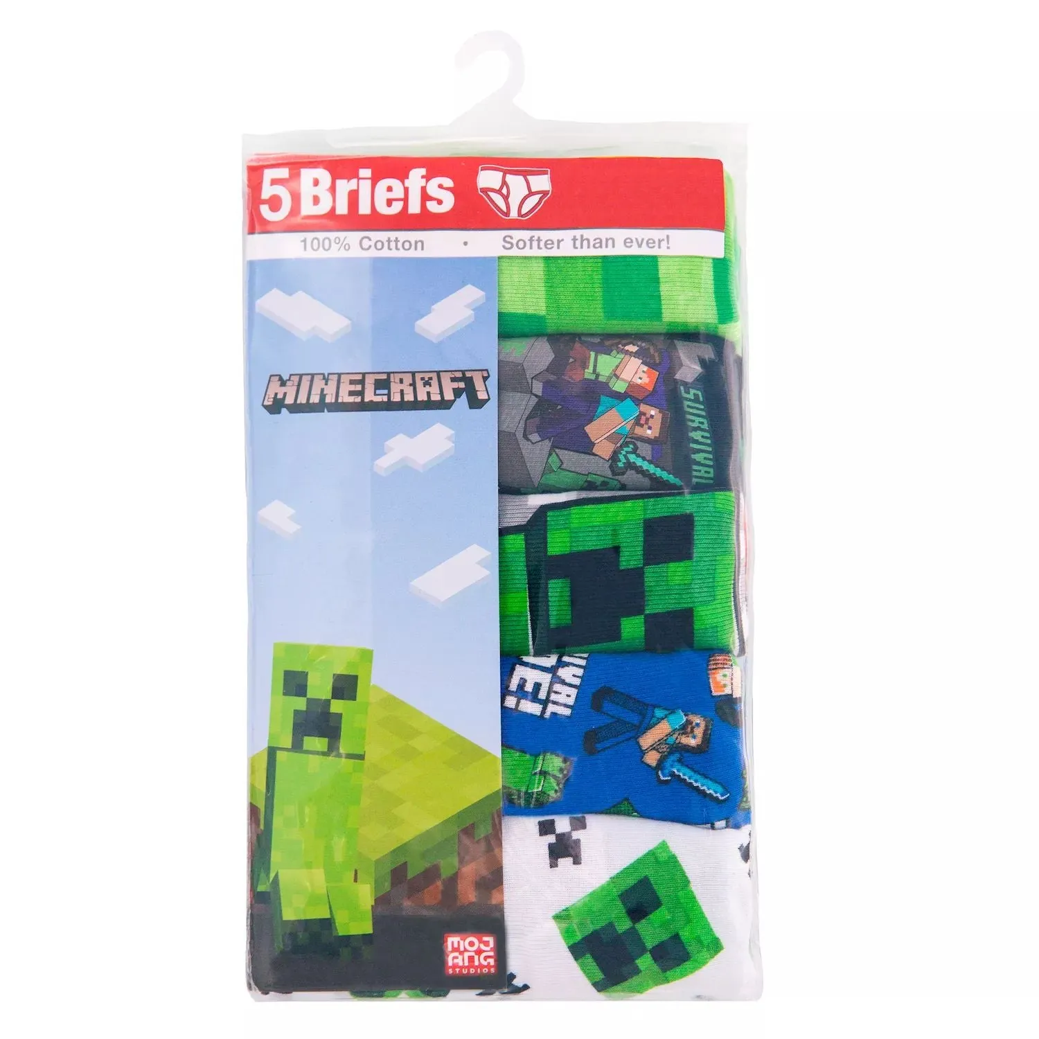 Minecraft Briefs Pack of 5 for Boys 4-8 Years Old Licensed Character