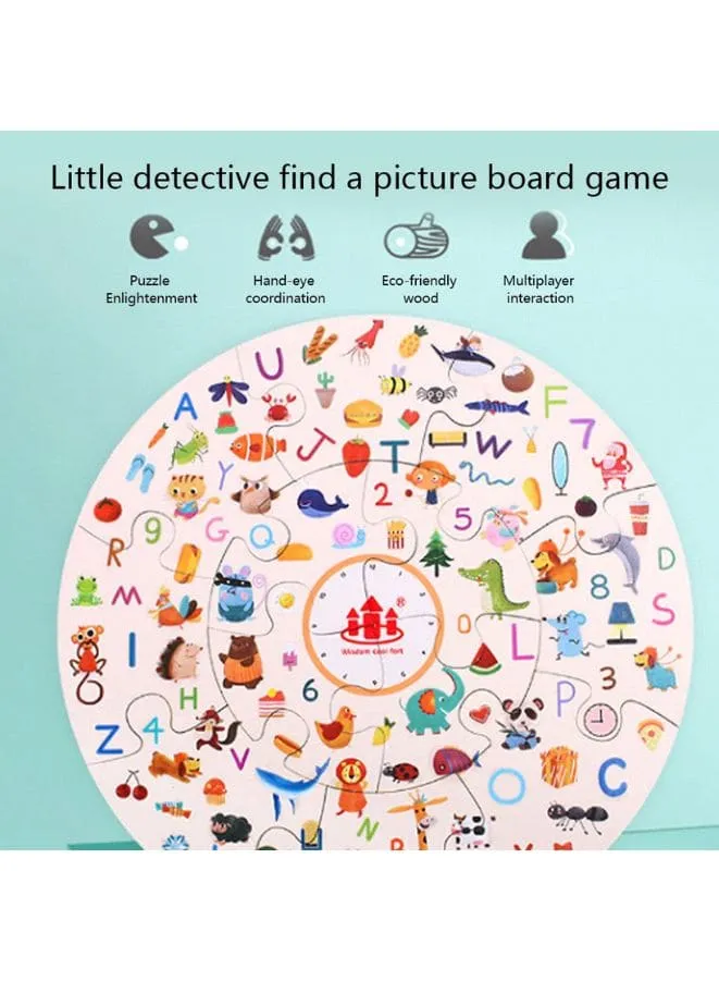 Montessori Early education toys wooden jigsaw puzzle parent-child interaction detective search card memory board game for kids