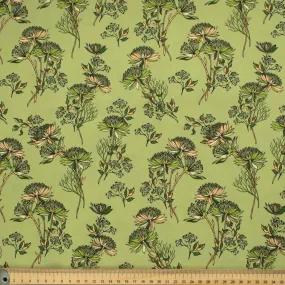 Old World Plants Collection #02 Floral on Green Cotton Prints