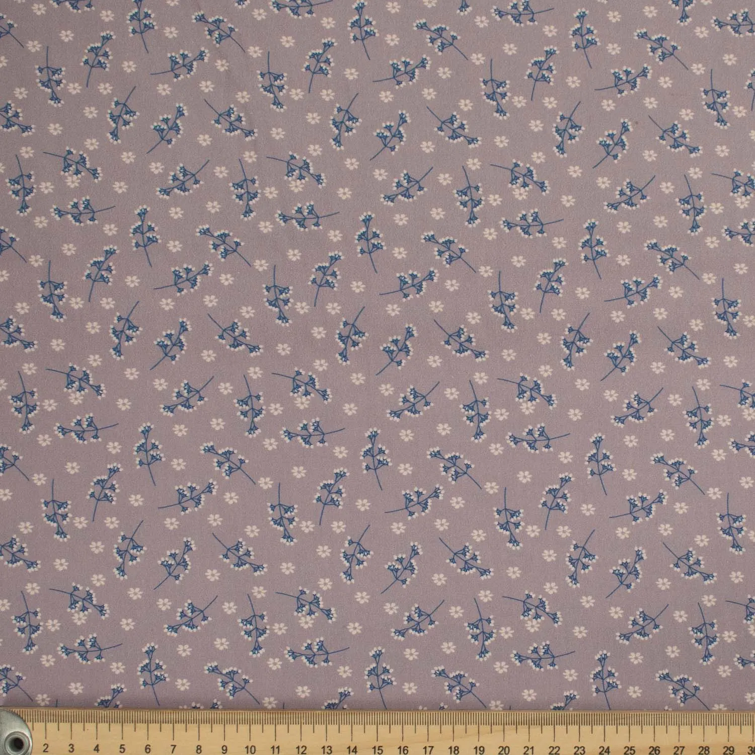 Old World Purple Collection #03 Small Blue & Cream Flower on Purple Grey Cotton Prints