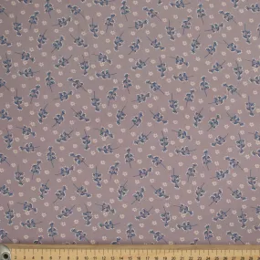 Old World Purple Collection #03 Small Blue & Cream Flower on Purple Grey Cotton Prints