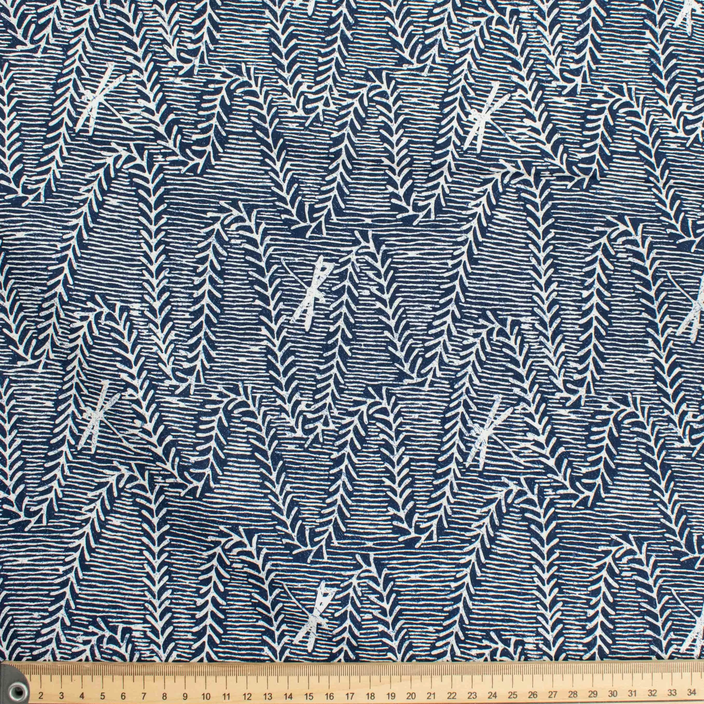 Quilter's Own Indigo Weave Leaf & Fly Dragon Cotton Prints