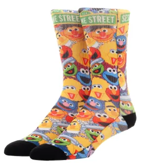 Sesame Street Adult Allover Character Design Crew Socks For Men For Women