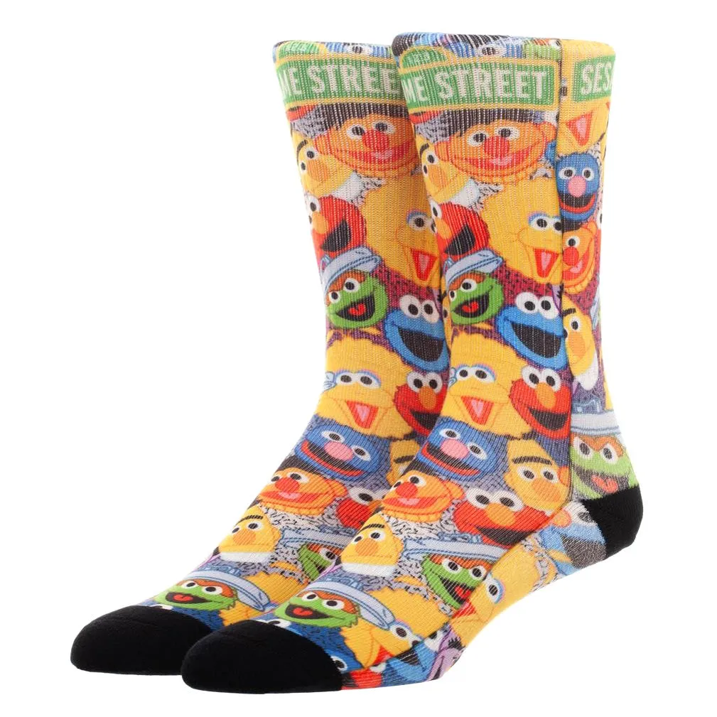 Sesame Street Adult Allover Character Design Crew Socks For Men For Women