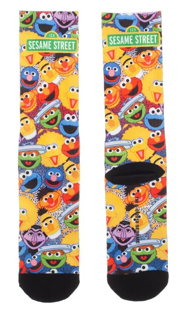 Sesame Street Adult Allover Character Design Crew Socks For Men For Women