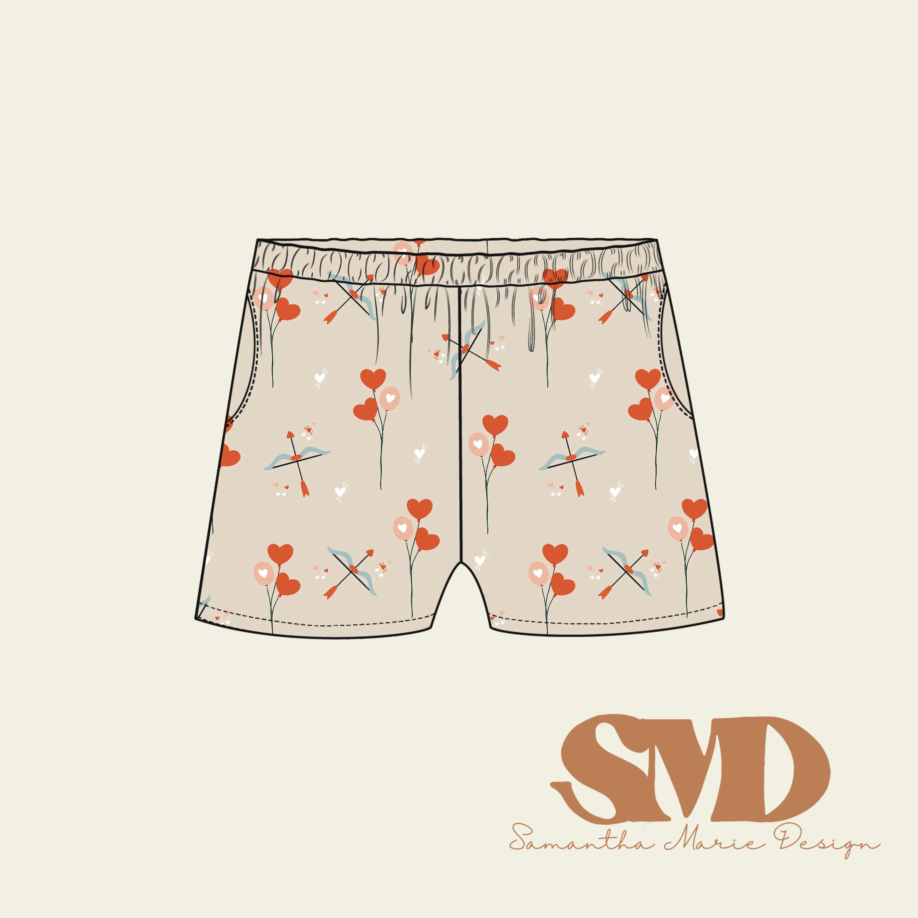 SMD Lark Boxy Shorts Pattern Mock-up