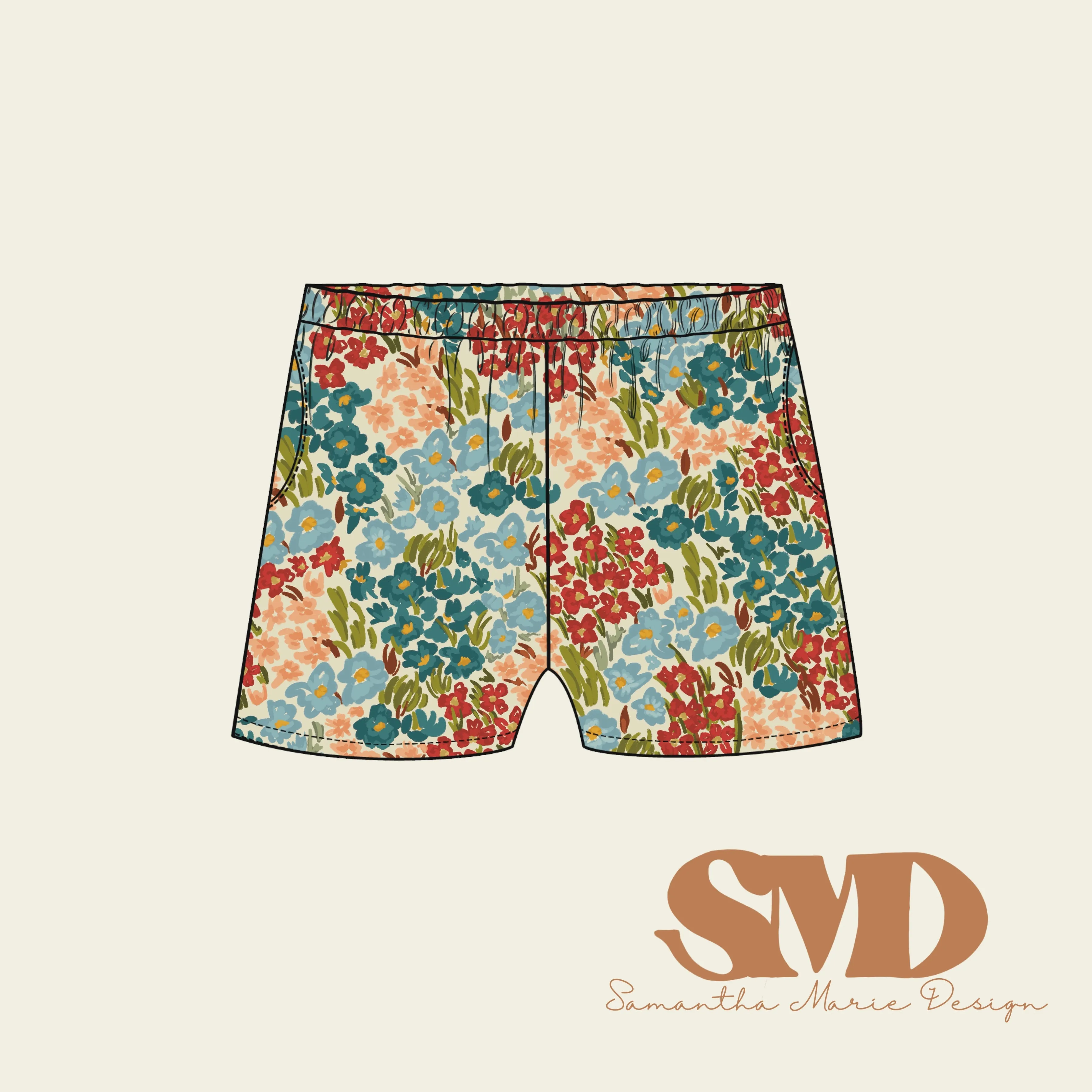 SMD Lark Boxy Shorts Pattern Mock-up